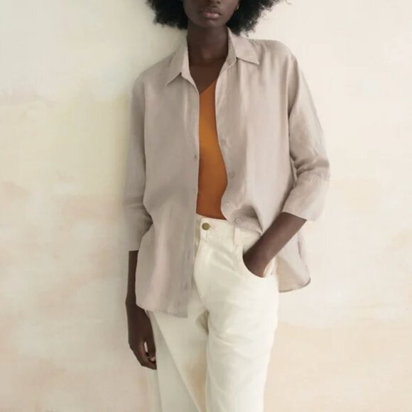 Zara Linen Button Down Shirt - Picture 1 of 9